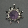 Sun Amethyst Pendant, 42mm, 48mm long, silver metal