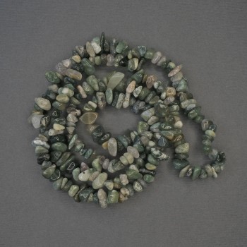 Moss Agate Chip Beads on Fishing Line 5-10×3-5 mm, Length 80 cm