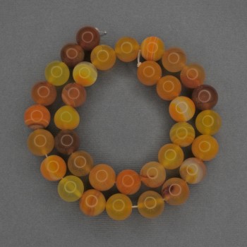 Orange Agate Beads - Smooth Round Bead, 12 mm Diameter, on Thread, 40 cm Length+