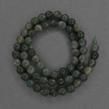Green Jasper Beads, Faceted Round Beads, 6 mm Diameter, On Thread, 36 cm Length+