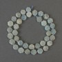 Aquamarine 'Honeycomb' Beads, diameter 8.5 mm +/- with 3 mm seed beads +/-, length 40 cm +/- on a thread