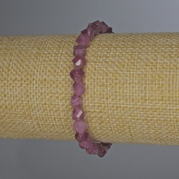 Rubellite Tourmaline Bracelet with Faceted Rhombus Beads, 6x5 mm, length 18 cm ± stretch