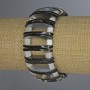 Abalone bracelet with Mother-of-Pearl, 28x2mm links, 5mm cube beads, 9mm thick, 18cm long, stretch