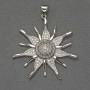 Pendant Star with White Crystals, Silvery Metal, Diameter 33mm +-, Length 40mm+-