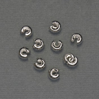 Crimp bead for crimping, 6 mm diameter +/- silver-colored metal finish, 10 pairs