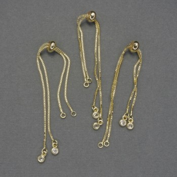 Slider Bracelet Base, length approx. 22 cm, white crystals, gold-tone metal