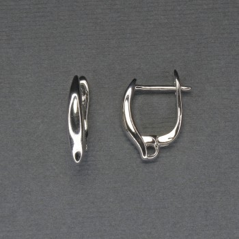 Silvered metal earring hooks 16x3 mm - pair