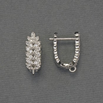 Швензи для сережок білі стрази сріблястий метал 18х6, 5мм+ - пара