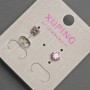 Xuping Stud Earrings with Pink Crystal, 5 mm Diameter, Rhodium-Plated