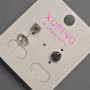 Xuping stud earrings with black crystal, 6 mm diameter, rhodium-plated