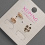 Xuping Stud Earrings with White Crystals, Black Enamel, 7x9 mm Diameter, 18K Gold Plating
