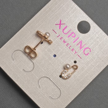 Xuping Stud Earrings with Pearl and White Rhinestones