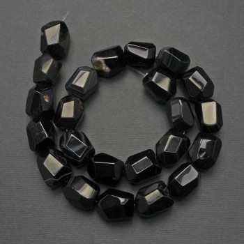 Agate beads, natural stone, faceted, diameter 16×13 mm, on thread, length 39 cm+