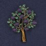 Tree Brooch-Pendant with Amethyst, Green and Brown Enamel, Gold-Tone Metal 45x55 mm+