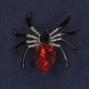 Spider Brooch with White Crystals and Red Crystal, Enamel, Black Metal 42×42 mm+