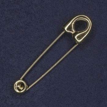 Brooch Pin 17x72 mm ± Gold-tone Metal