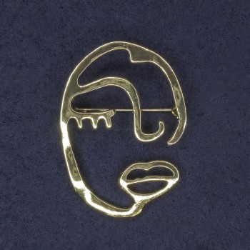 Brooch Face Accent 34×47 mm ± gold-toned metal