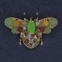 Bee Brooch with Assorted Stones and Crystals, Golden Metal, 28x40 mm+
