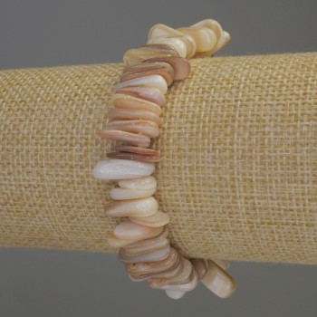 Bracelet with mother-of-pearl shard, diameter 12-15×2-5 mm, length 18 cm, stretch