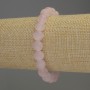Pink Quartz Bracelet - Smooth Beads, 8mm Diameter, 18cm Length, Elastic Base