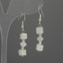 Earrings Mother-of-Pearl Cube 6mm + Clover 6mm, Length 41mm