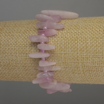 Kunzite Bracelet with Needle-Shaped Chips 13–20 mm and 3 mm Beads, 18 cm Stretch