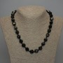Natural Stone Necklace with Silvery Obsidian Faceted Beads, 12x11 mm, 50 cm