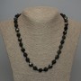 Necklace of natural stone - Silver Obsidian, faceted beads, diameter 10x9 mm, length 50 cm
