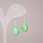 Earrings with natural chrysoprase, smooth barrel shape, diameter 10×14 mm, length 34 mm approx