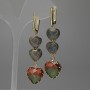 Jasper Heart Earrings with 12mm and 16mm Hearts, Length 53mm