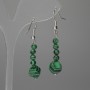 Earrings Malachite, Faceted 8 mm +-, smooth ball 4 mm +-, length 46 mm+-