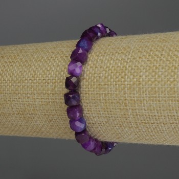 Tourmaline Bracelet with Faceted Cubes, 6mm Diameter, 18cm Stretch