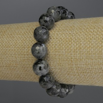 Labradorite Bracelet with Faceted Beads, 12mm Diameter, 18cm Stretch