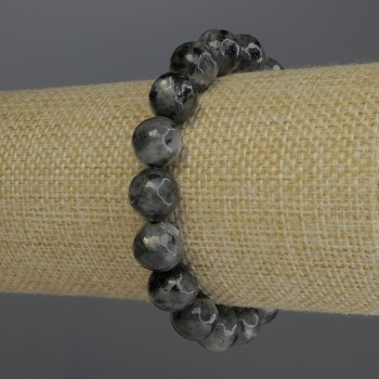 Labradorite bracelet with faceted bead, 10 mm diameter, 18 cm stretch