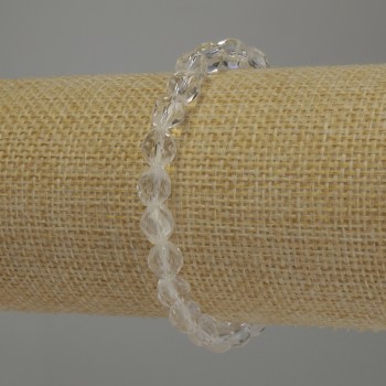 Браслет Гірський кришталь гранований біконус, діаметр 6мм+-, довжина 18см стрейч