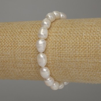 Bracelet with freshwater pearls, diameter 10-11×8 mm, length 18 cm (stretch)