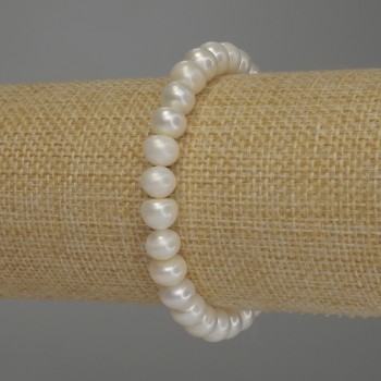 Bracelet with freshwater pearls, diameter 8×7 mm, length 18 cm (stretch)