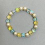 Opal glass and faux pearl bracelet, smooth 8mm beads, with metal inserts, length 18 cm +/- stretch