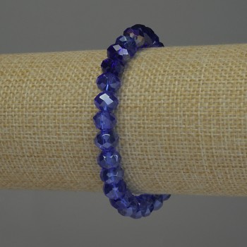 Bracelet Czech Crystal Faceted Rondelle, diameter 8×6 mm, length 18 cm, stretch