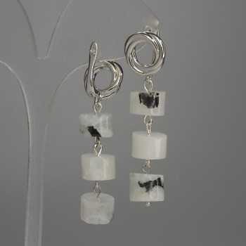 Adular Rondelle Earrings, 10×7 mm diameter, 50 mm length