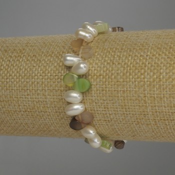 Браслет Агат крапля, діаметр 8х6мм+- Річкові перли овал 8х6мм+-, довжина 18см стрейч