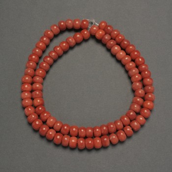 Orange Coral Beads (Man-made) Smooth Rondelle, 6x4mm, 40cm on Monofilament
