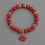 Bracelet Coral (artificial) - smooth beads, 8 mm diameter, with metal accents, 18 cm long, stretch