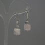 Earrings Rose Quartz Rectangle 10×10 mm ±, Czech Crystal Faceted Rondelle 6×5 mm ±, Length 33 mm ±