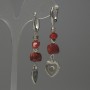 Coral earrings with metal inserts, length 57 mm+