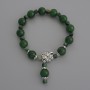 Chrysoprase bracelet with smooth beads, 10 mm diameter ± Cat's Eye faceted cube 4 mm ±, length 18 cm stretch