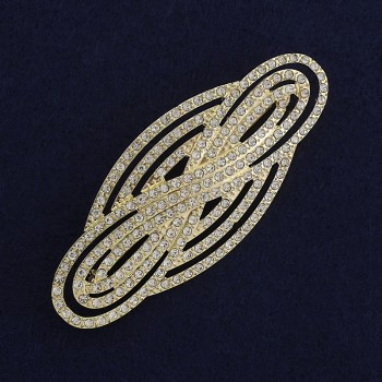 Брошка Акцент білі стрази золотистий метал 80х33мм+