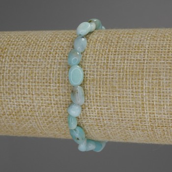 Larimar bracelet with faceted beads, 8x6 mm, 18 cm stretch