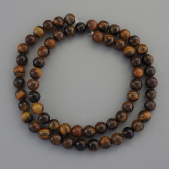 Tiger's Eye Beads on Beading Thread, diameter 6 mm±, length 38 cm±