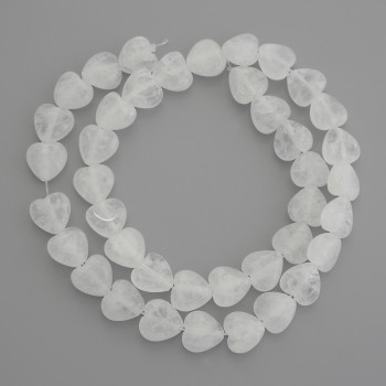 Heart-Shaped Rock Crystal Beads, 10x10 mm Diameter, About 38 cm Long on a Thread